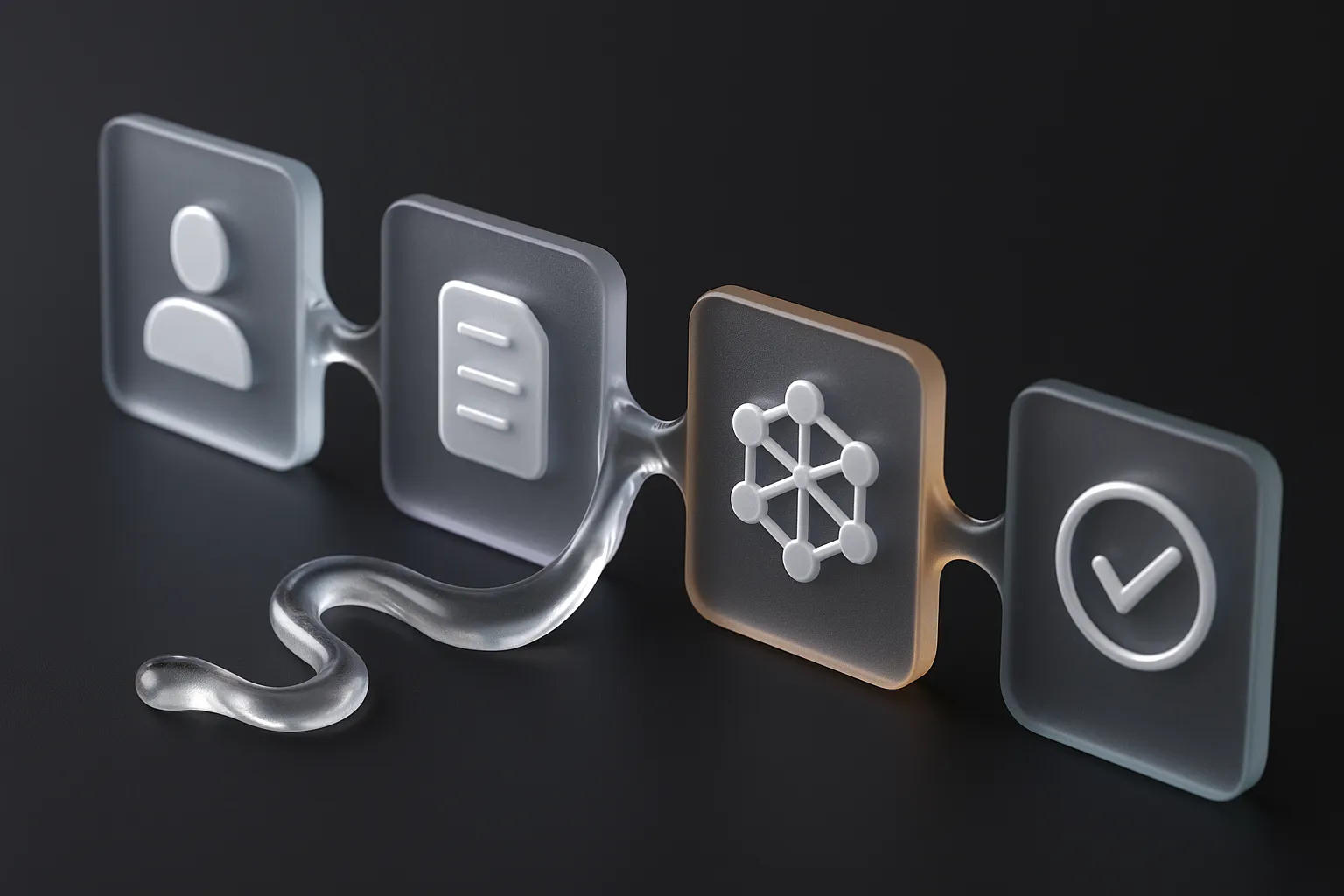 Transparent audit panels tracing an AI action from context to approval