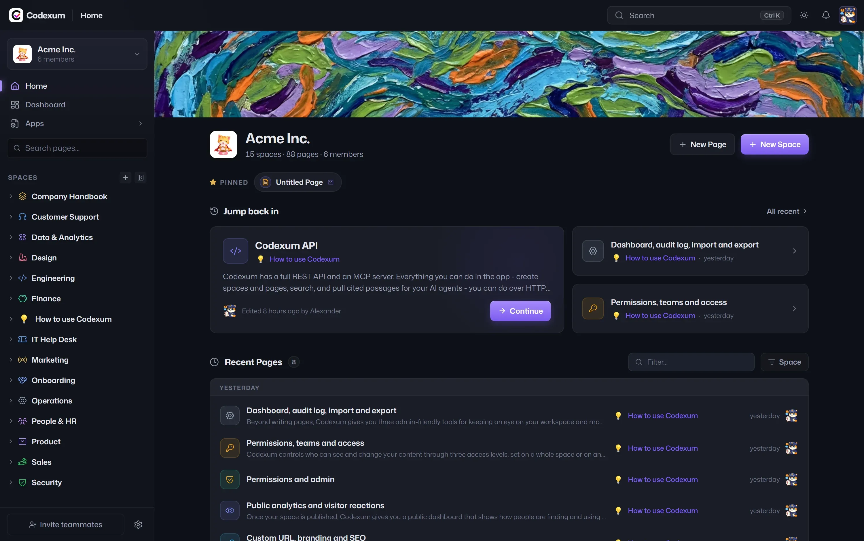 Codexum, a real-time team wiki workspace