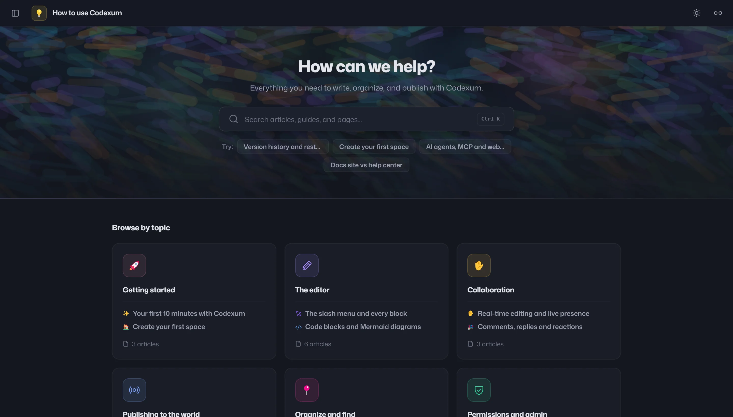 A Codexum public docs site