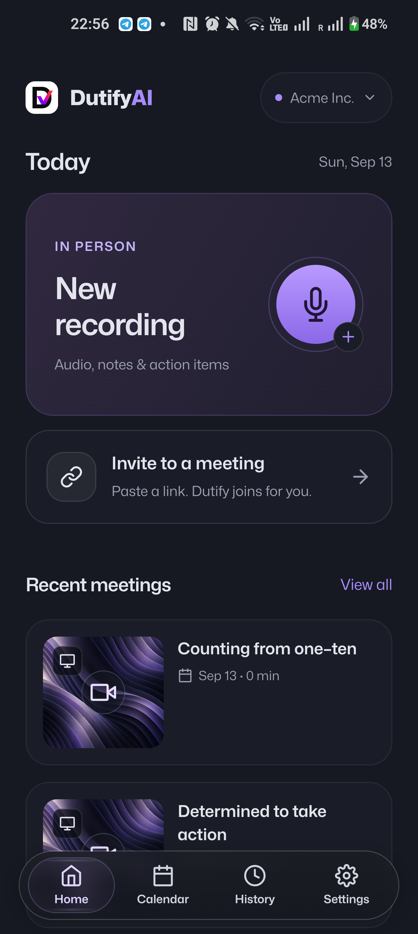 The real Dutify mobile recording app
